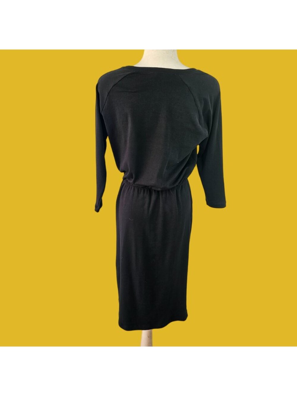 Jarbo Black Pima Cotton Blouson Sheath Sz S/M Stretchy Boat Neck Raglan Slv New — image 2 of 8